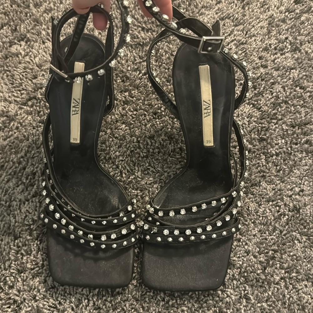 Zara black studded heel - size 39